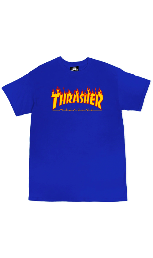 Thrasher Flame Mens T Shirt Royal Blue