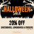 Halloween sale advertisement with skateboards and longboards on a spooky background