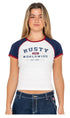 Rusty Mr Worldwide Ladies Raglan Skimmer Tee White