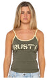 Rusty Tank Girl Contrast Staple Ladies Singlet Khaki