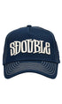 S/Double Mid-Block Curved Peak Trucker Cap Navy