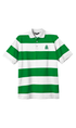 New Deal Striped Mens Polo Tee Green/White