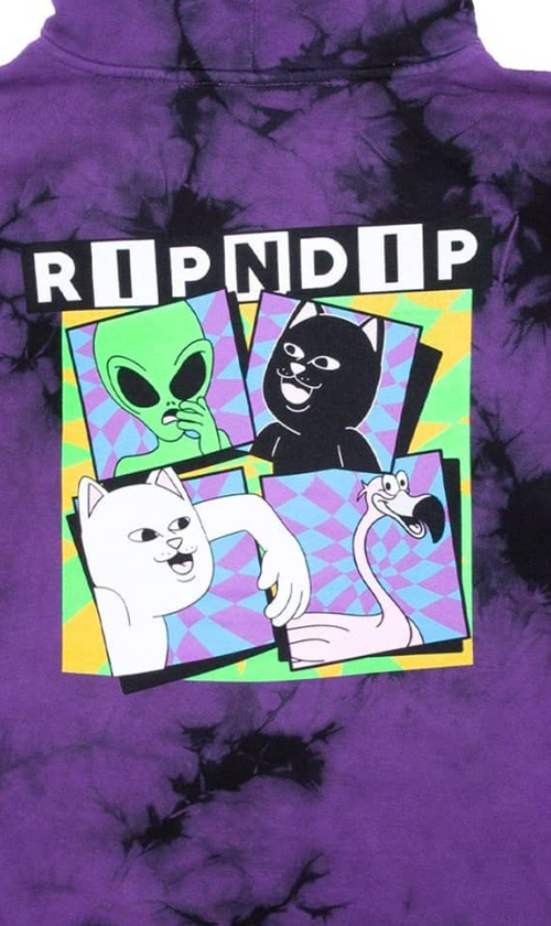 Rip N Dip Sid Mens Hoodie Purple/Black Tie Dye
