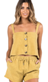 Rusty Heartbreaker Ladies Crop Cami Chartreuse