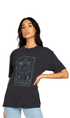 Rusty Self Made Fate Outline Ladies Boyfriend Fit Tee Washed Black